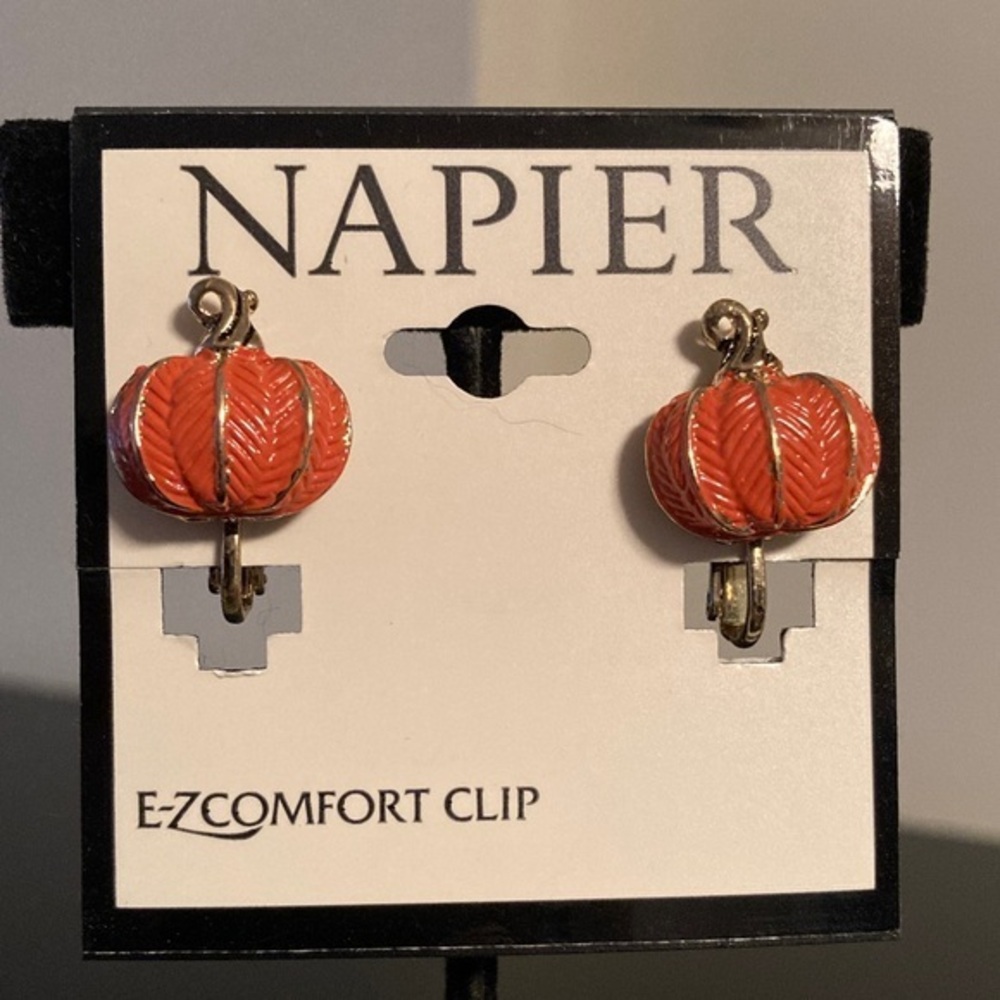 Napier Pumpkin Orange Clip-On Earrings